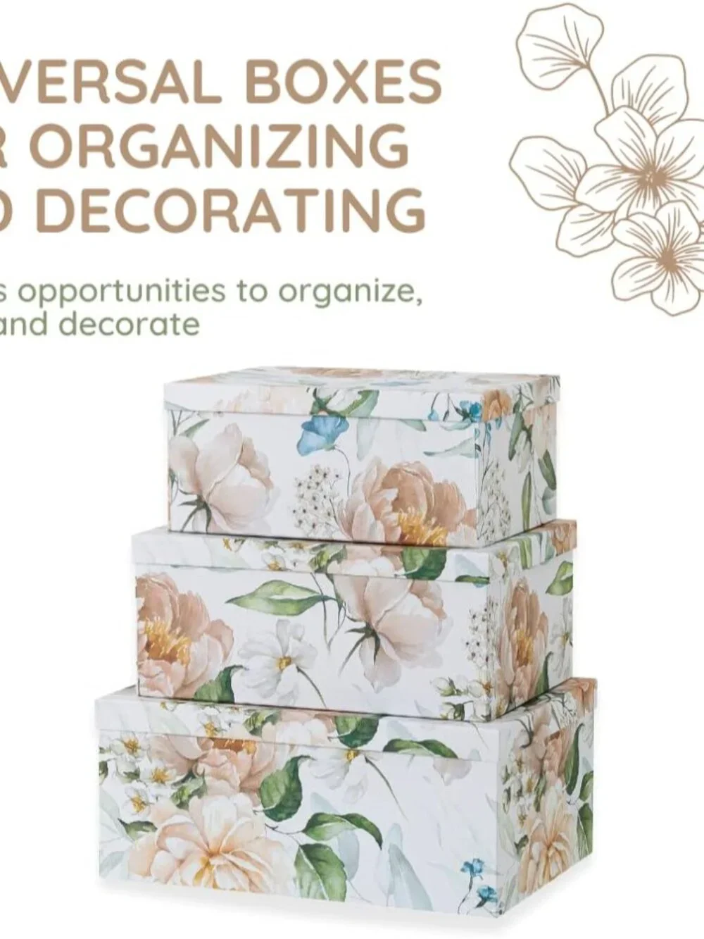 Decorative Cardboard Storage Boxes with Lids for Home Decor and Organization, Se - Picture 3 of 8